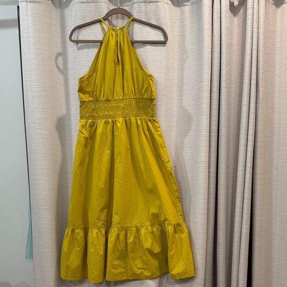 A New Day 100% Cotton Yellow Gathered Halter Maxi Dress Size M - Picture 3 of 7
